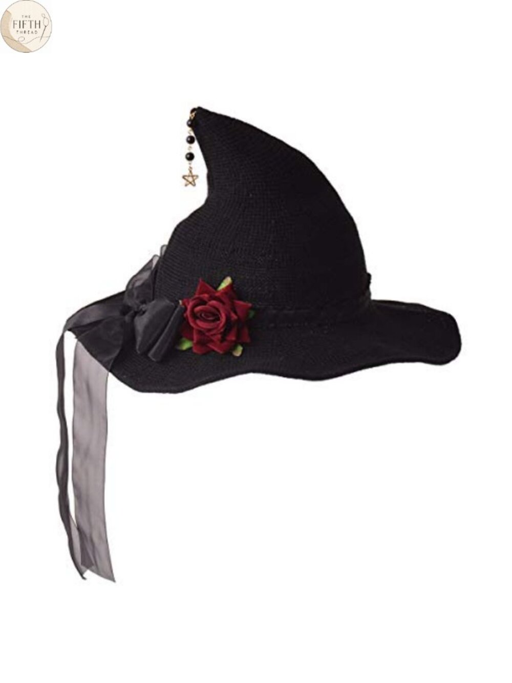 Wool Felt Knitted Witch Hat Wide Brim Halloween Wizard Cap Adult Headwear
